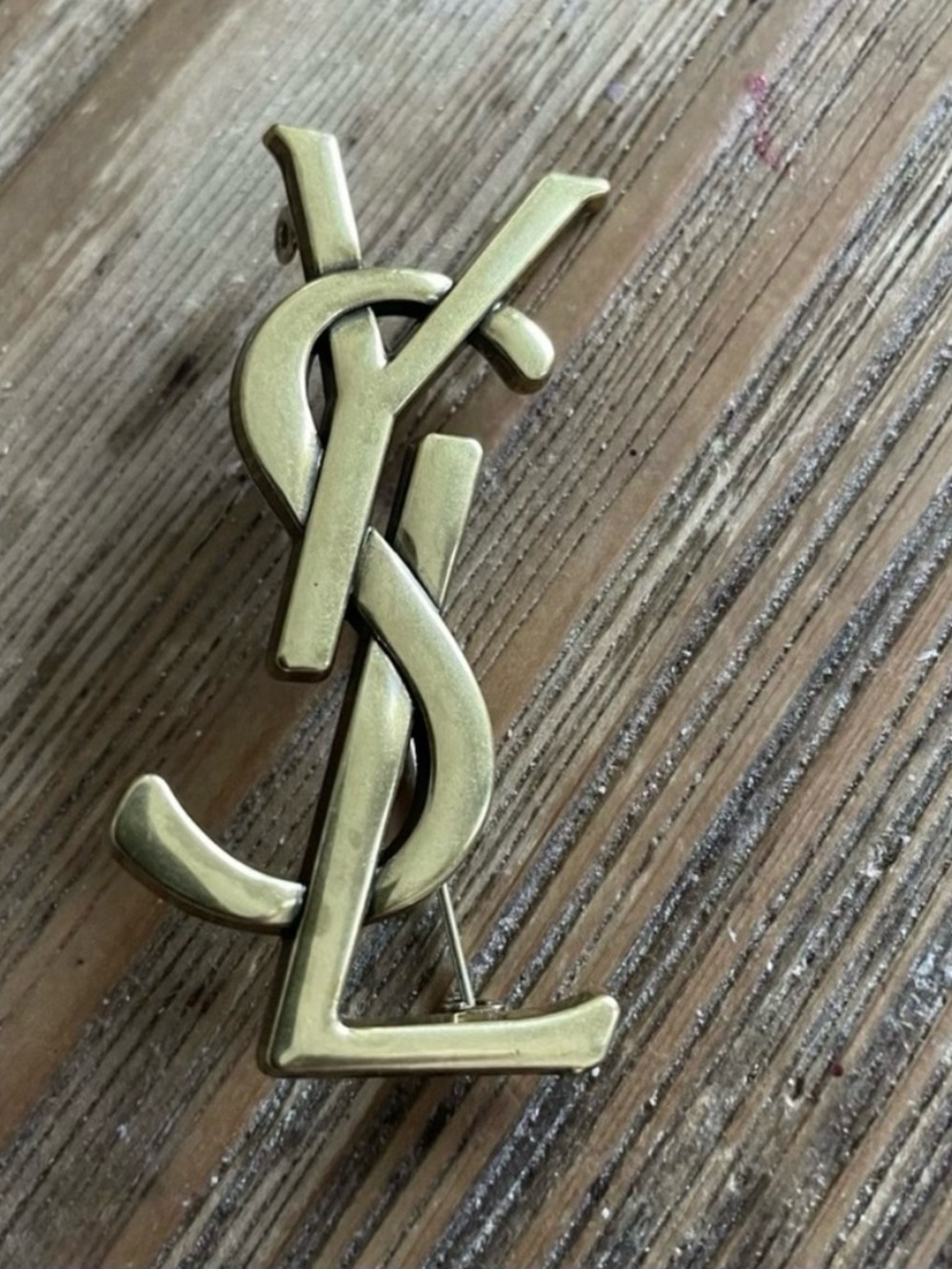 YSL Gold Metal Fashion Brooch